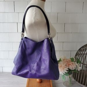 COACH purple leather Hallie shoulder purse